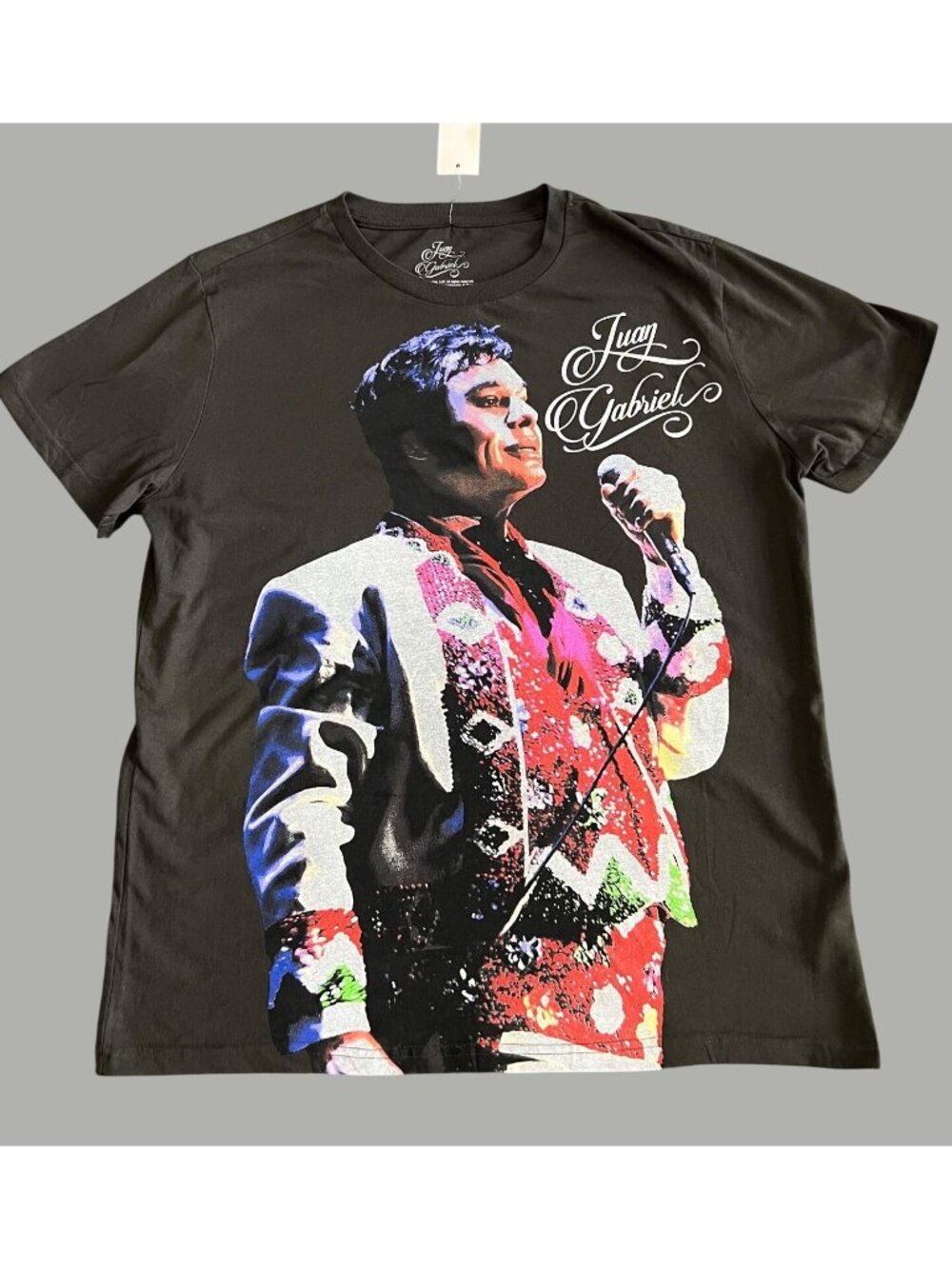 Juan Gabriel Black Graphic T-Shirt Featuring Vibrant Singer Art Cotton-Poly Blen